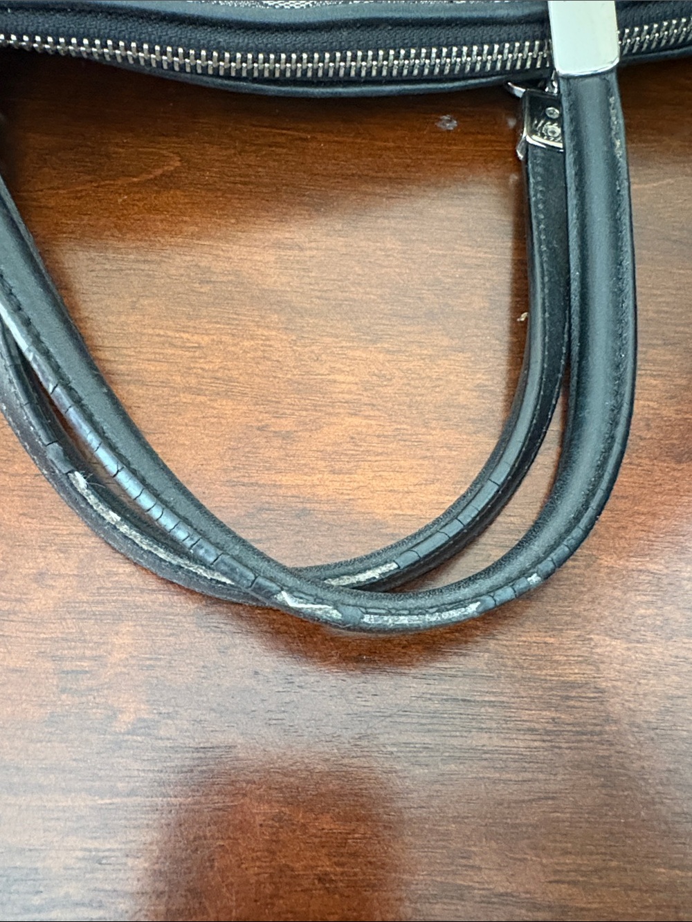 Coach Gray/Black Signature Satchel with Polished Hardware - Picture 6 of 9